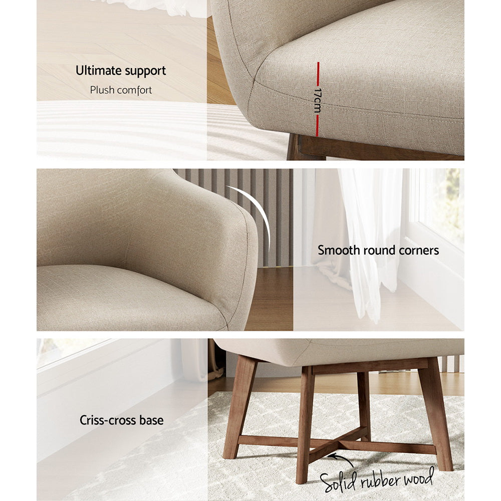 Aston Accent Armchair Beige Criss-Cross Base