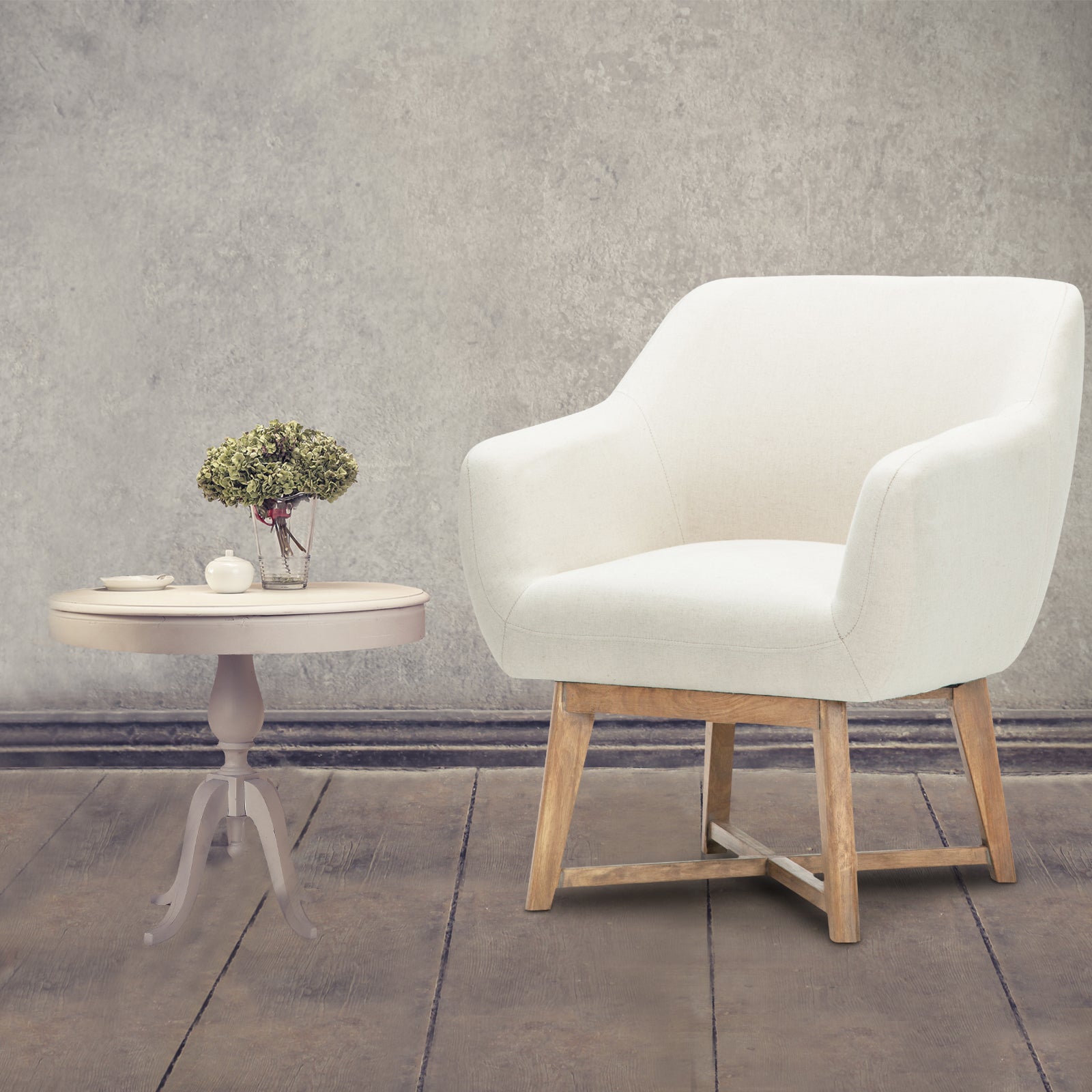 Aston Accent Armchair Beige Criss-Cross Base