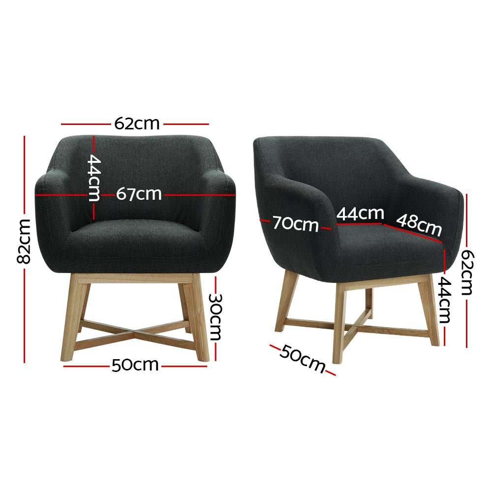 Aston Charcoal Tub Armchair Faux Linen