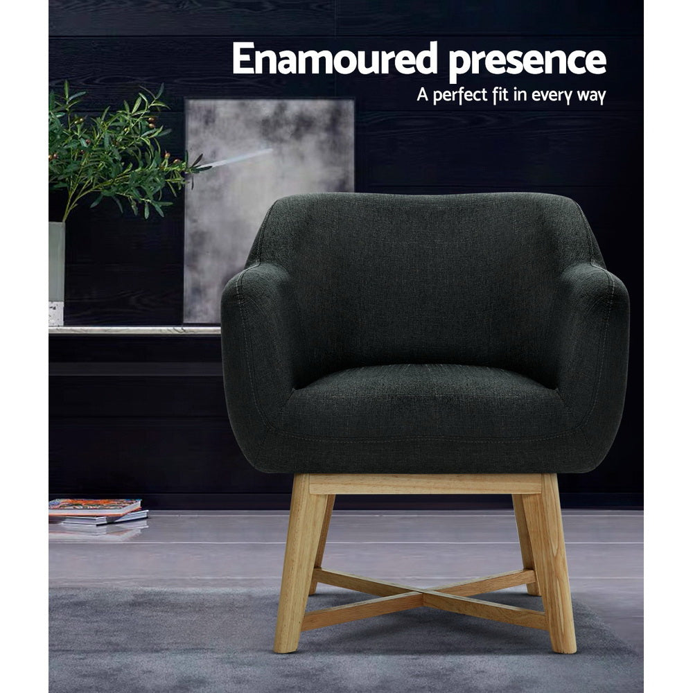 Aston Charcoal Tub Armchair Faux Linen