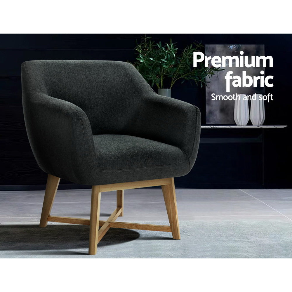 Aston Charcoal Tub Armchair Faux Linen