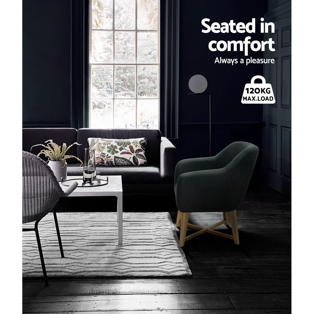 Aston Charcoal Tub Armchair Faux Linen
