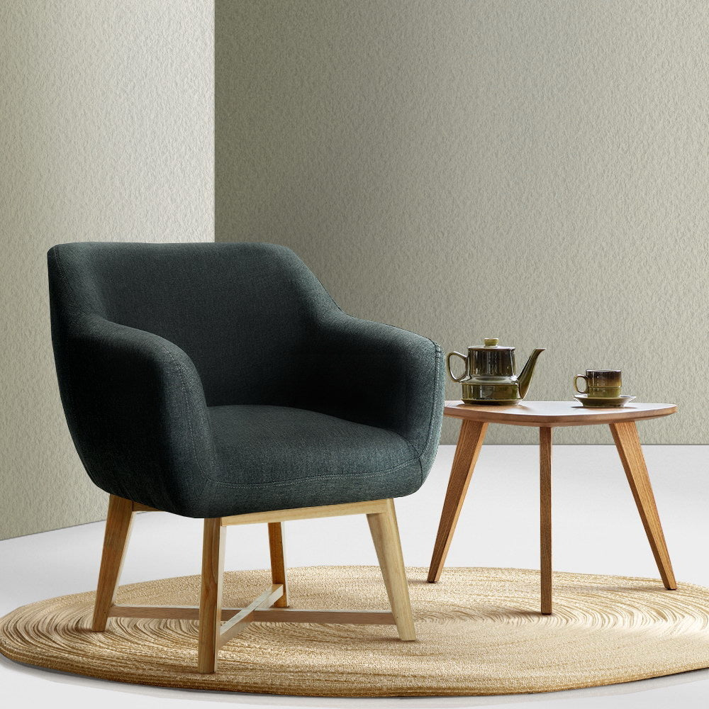 Aston Charcoal Tub Armchair Faux Linen