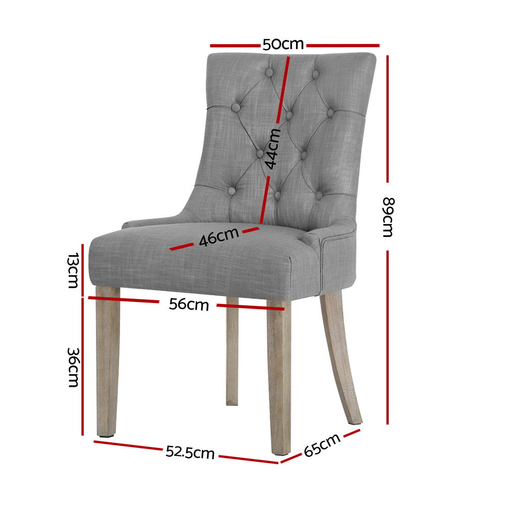Cayes Set of 4 French Provincial Dining Chairs Linen Grey