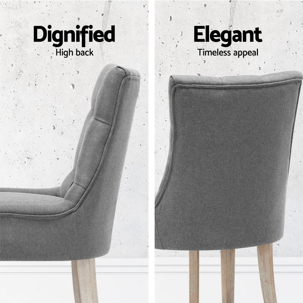Cayes Set of 4 French Provincial Dining Chairs Linen Grey