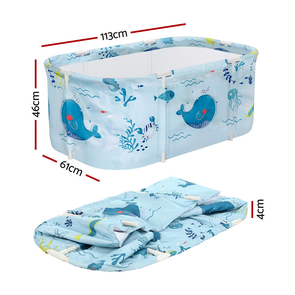 Weisshorn Foldable Spa Bathtub 114x62cm Blue Inflatable Cushion