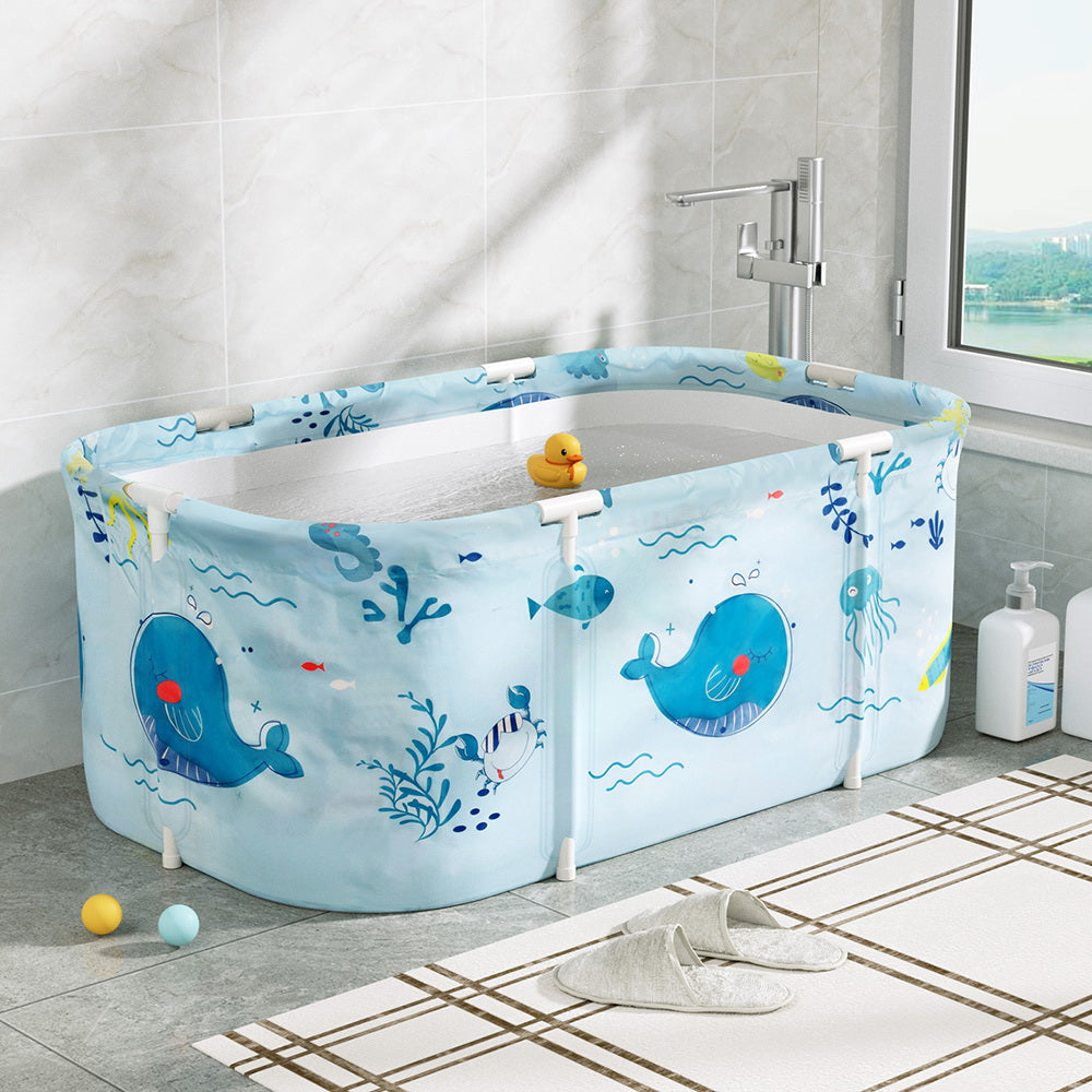 Weisshorn Foldable Spa Bathtub 114x62cm Blue Inflatable Cushion