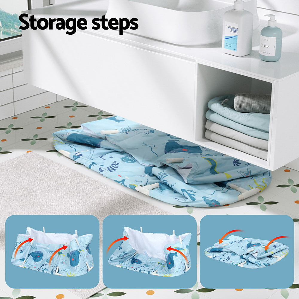Weisshorn Foldable Spa Bathtub 114x62cm Blue Inflatable Cushion