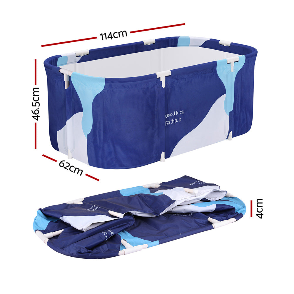 Weisshorn 114x62cm Foldable Bathtub Spa Bucket Navy Blue