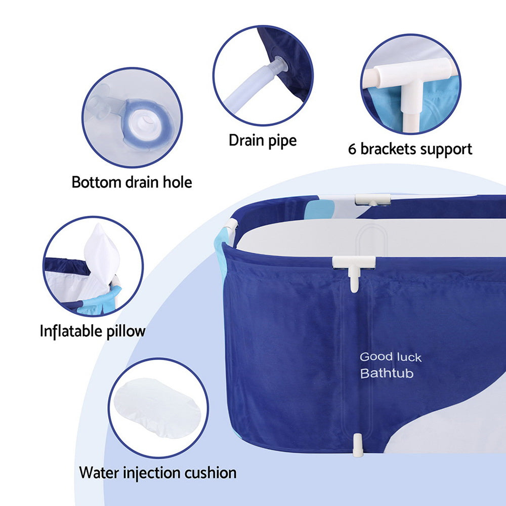 Weisshorn 114x62cm Foldable Bathtub Spa Bucket Navy Blue