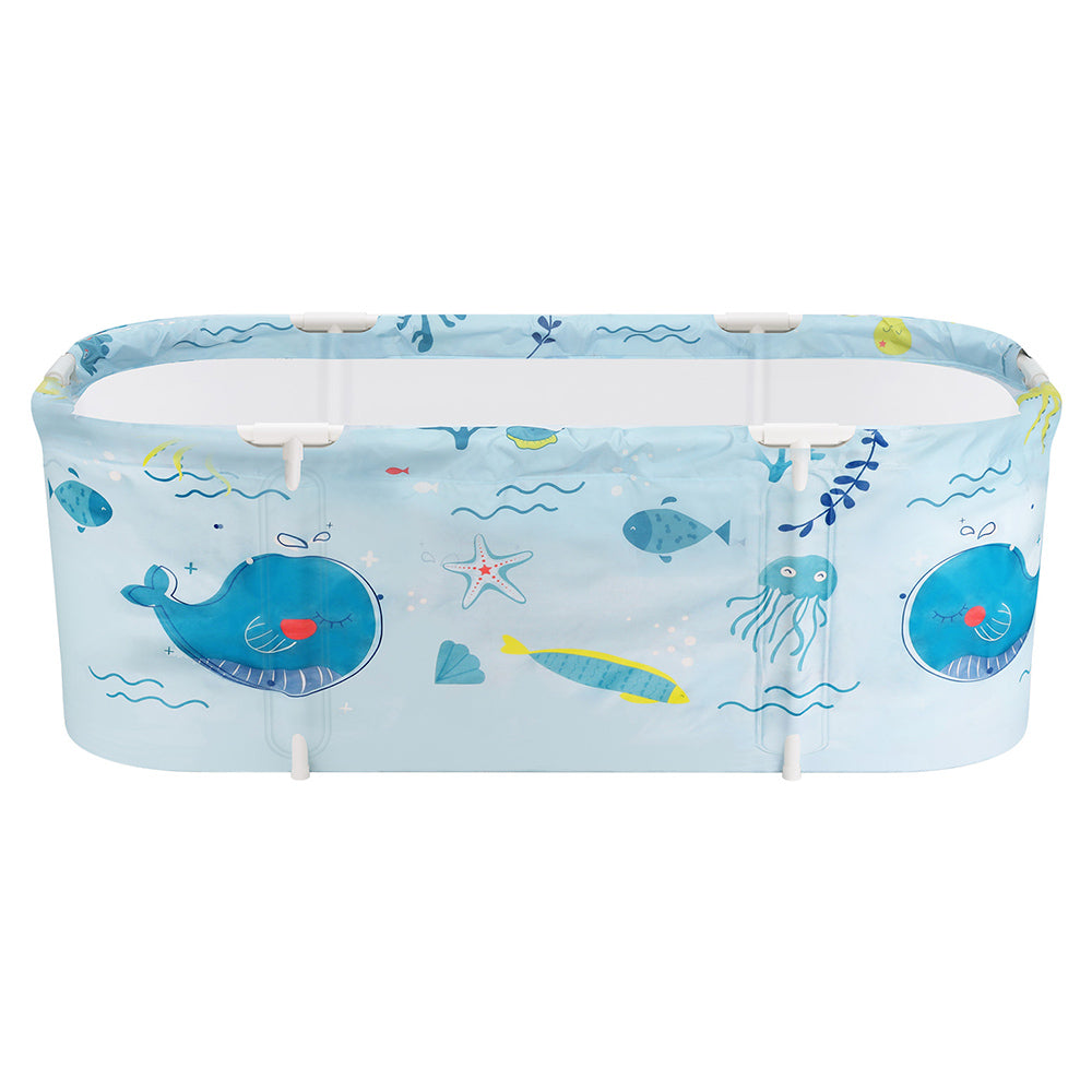 Weisshorn Foldable Bathtub PVC Spa Bucket Inflatable Cushion Blue 134x65cm