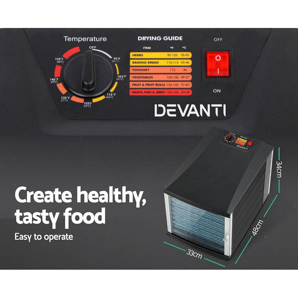 Devanti 10-Tray Food Dehydrator Adjustable Temperature BPA-Free