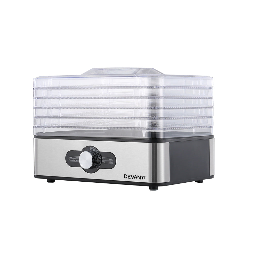 Devanti 5-Tray Food Dehydrator Stainless Steel Silver