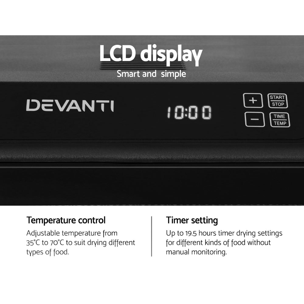 Devanti 6-Tray Food Dehydrator Stainless Steel Black