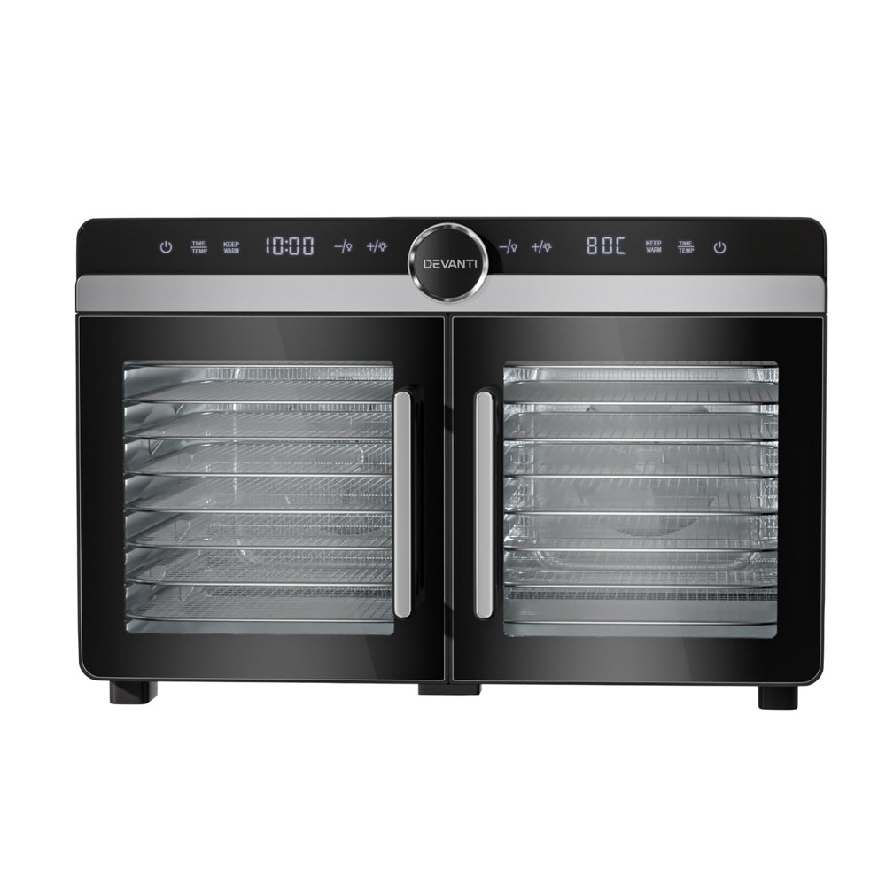 Devanti 16-Tray Dual-Zone Food Dehydrator Stainless Steel