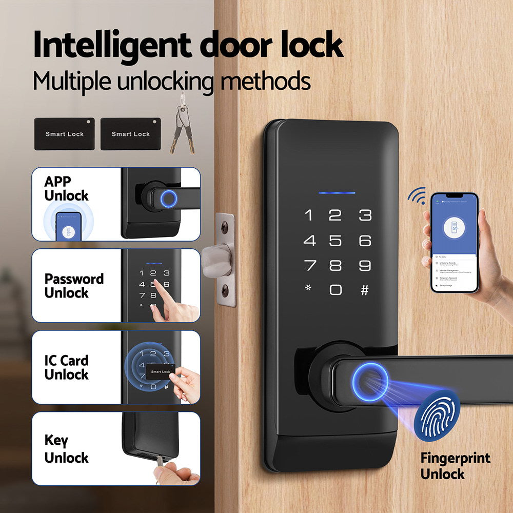 UL-tech Smart Fingerprint Door Lock Black