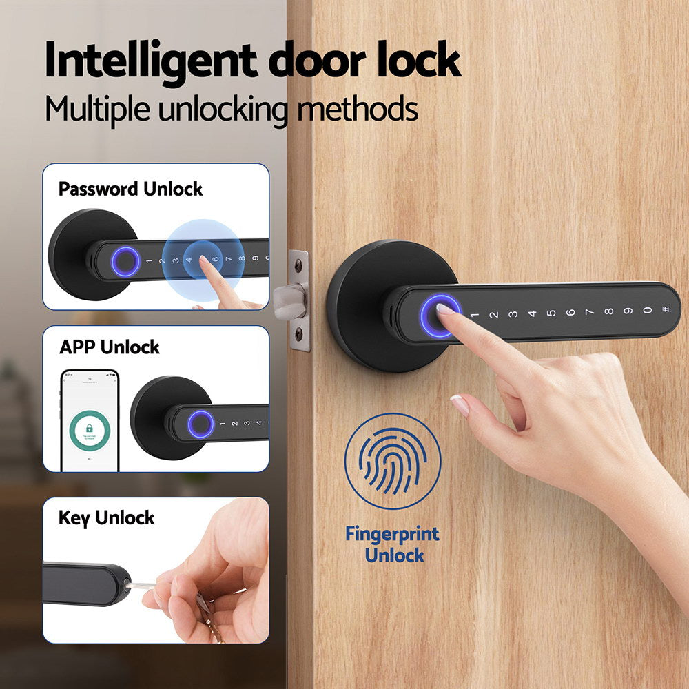 LU-tech Smart Fingerprint Door Lock Electronic Handle Black
