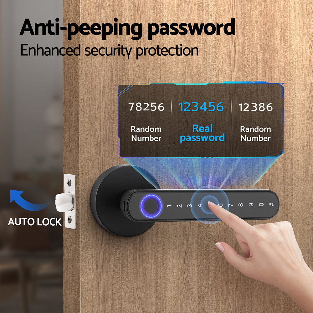 LU-tech Smart Fingerprint Door Lock Electronic Handle Black