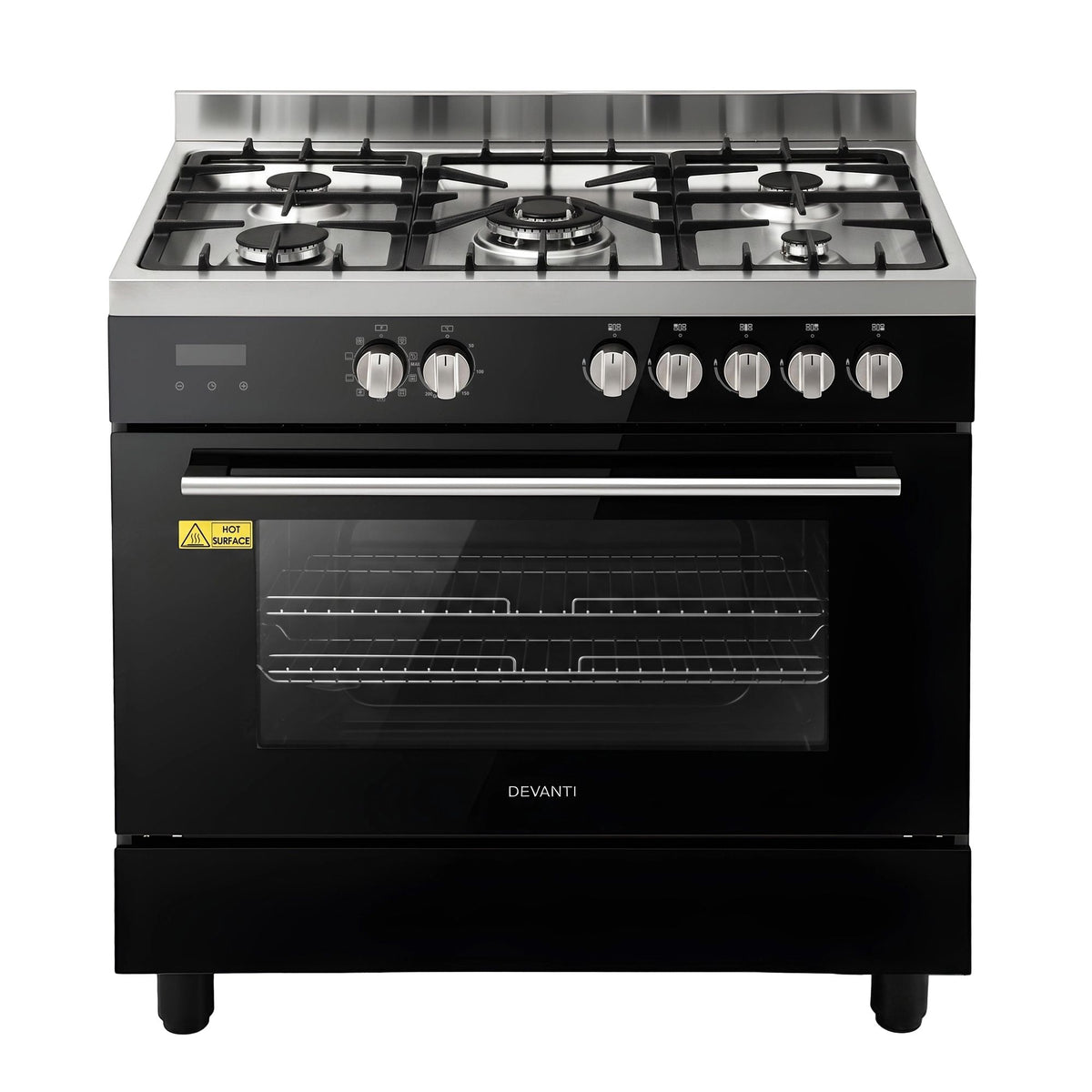 Devanti 90cm Dual Fuel Freestanding Cooker 5 Burner Gas Cooktop