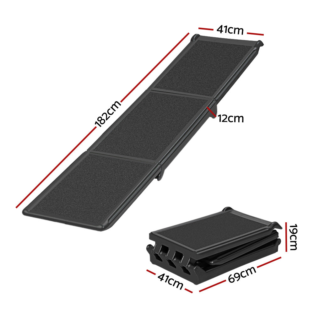 i.Pet Foldable Dog Ramp Adjustable Pet Stairs Black