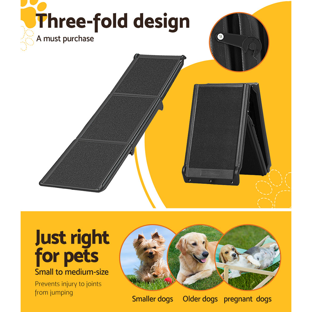 i.Pet Foldable Dog Ramp Adjustable Pet Stairs Black
