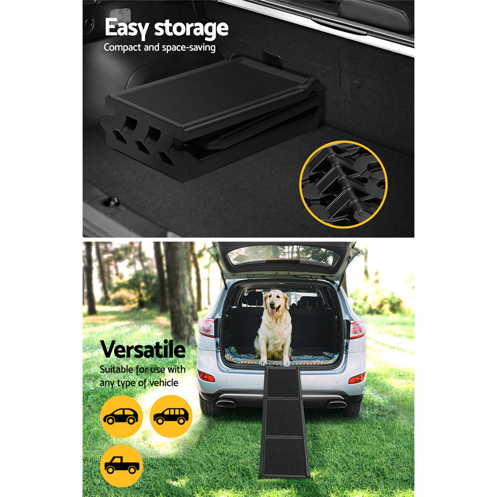 i.Pet Foldable Dog Ramp Adjustable Pet Stairs Black
