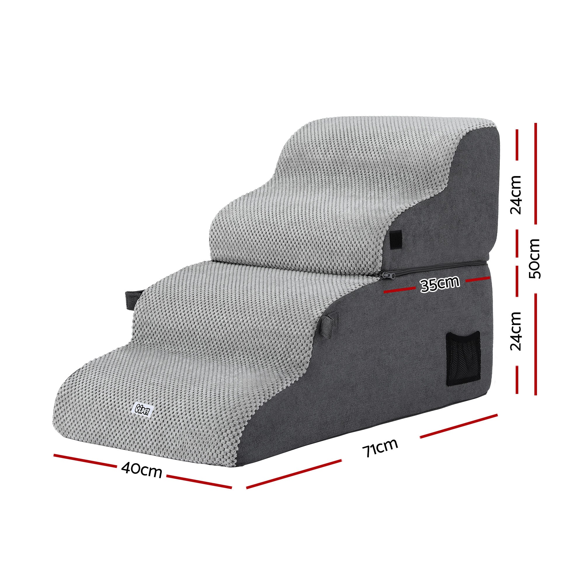 i.Pet Dog Stairs and Bed 2-in-1 Sofa Car Foam Non-Slip Washable Pet Stairs Indoor Grey