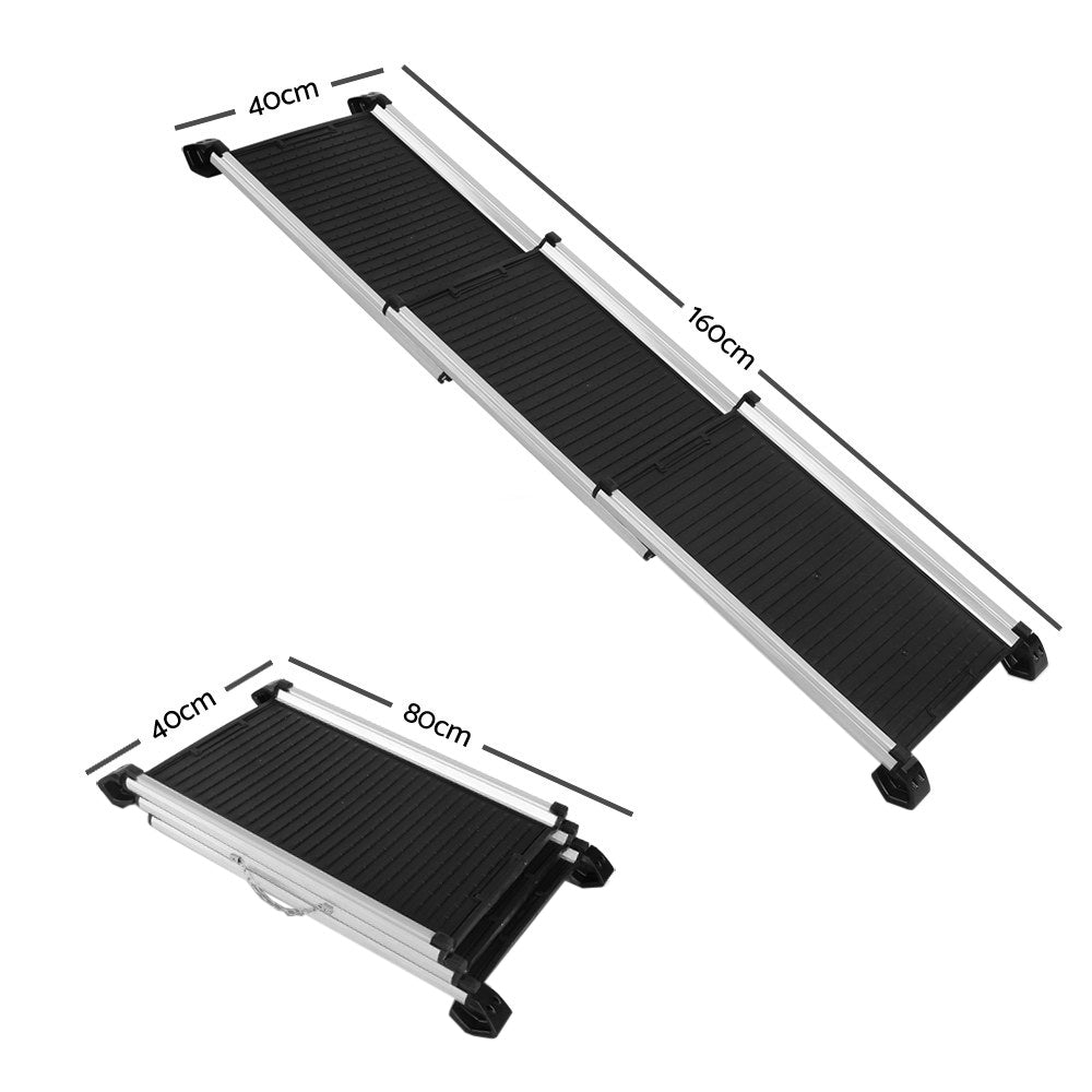 i.Pet Foldable Dog Ramp Adjustable Portable Ladder Black