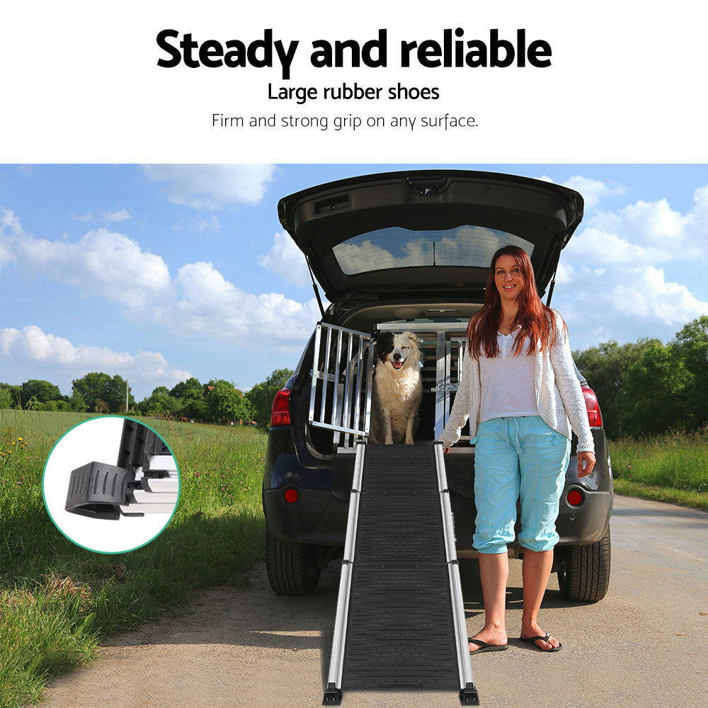 i.Pet Foldable Dog Ramp Adjustable Portable Ladder Black