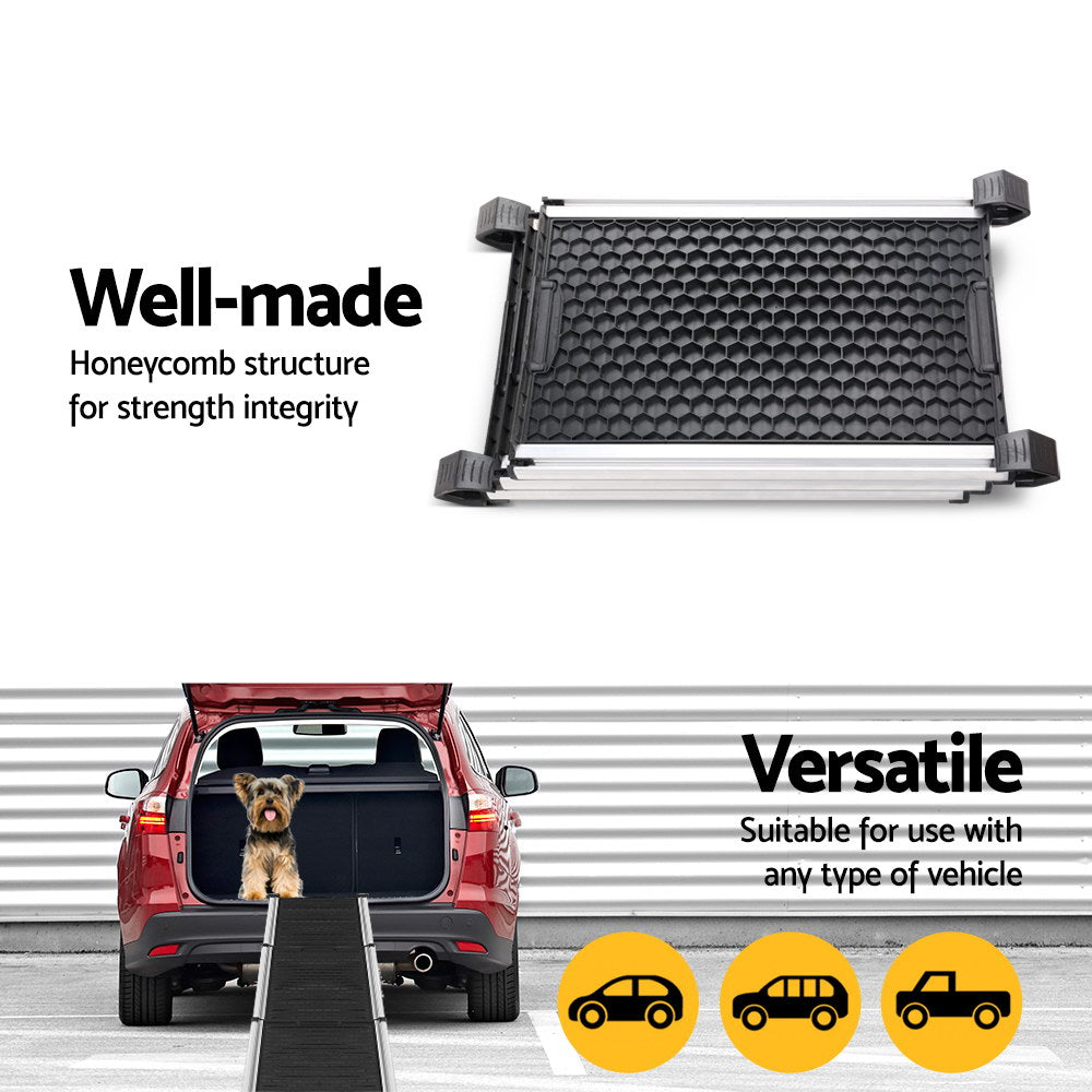 i.Pet Foldable Dog Ramp Adjustable Portable Ladder Black