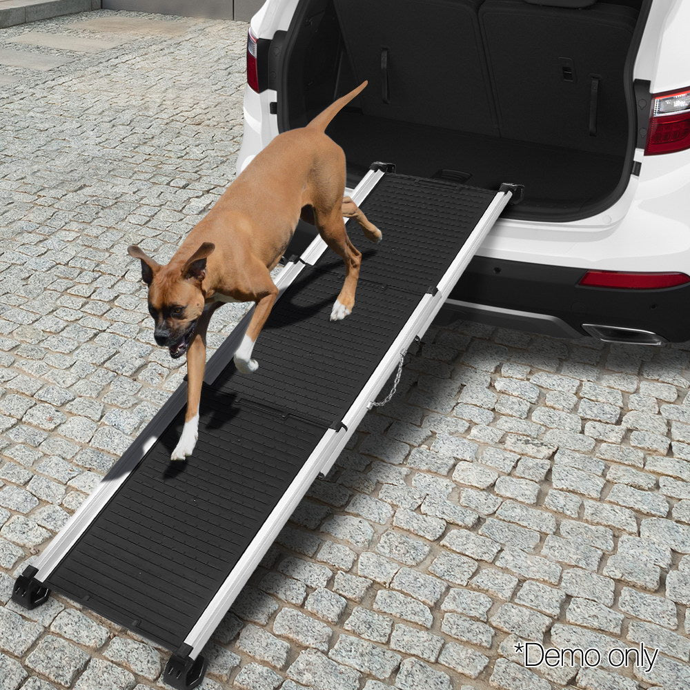 i.Pet Foldable Dog Ramp Adjustable Portable Ladder Black