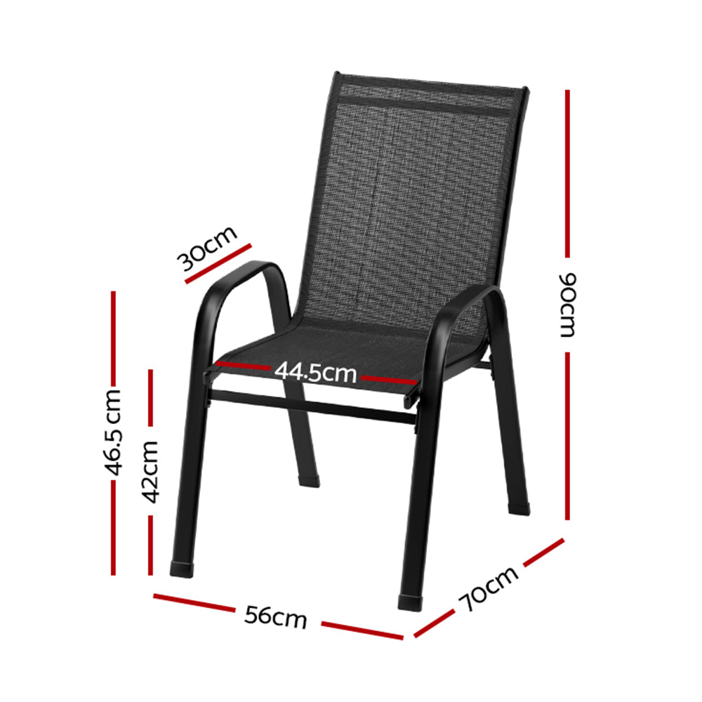 Gardeon 6PC Outdoor Stackable Lounge Chairs Black
