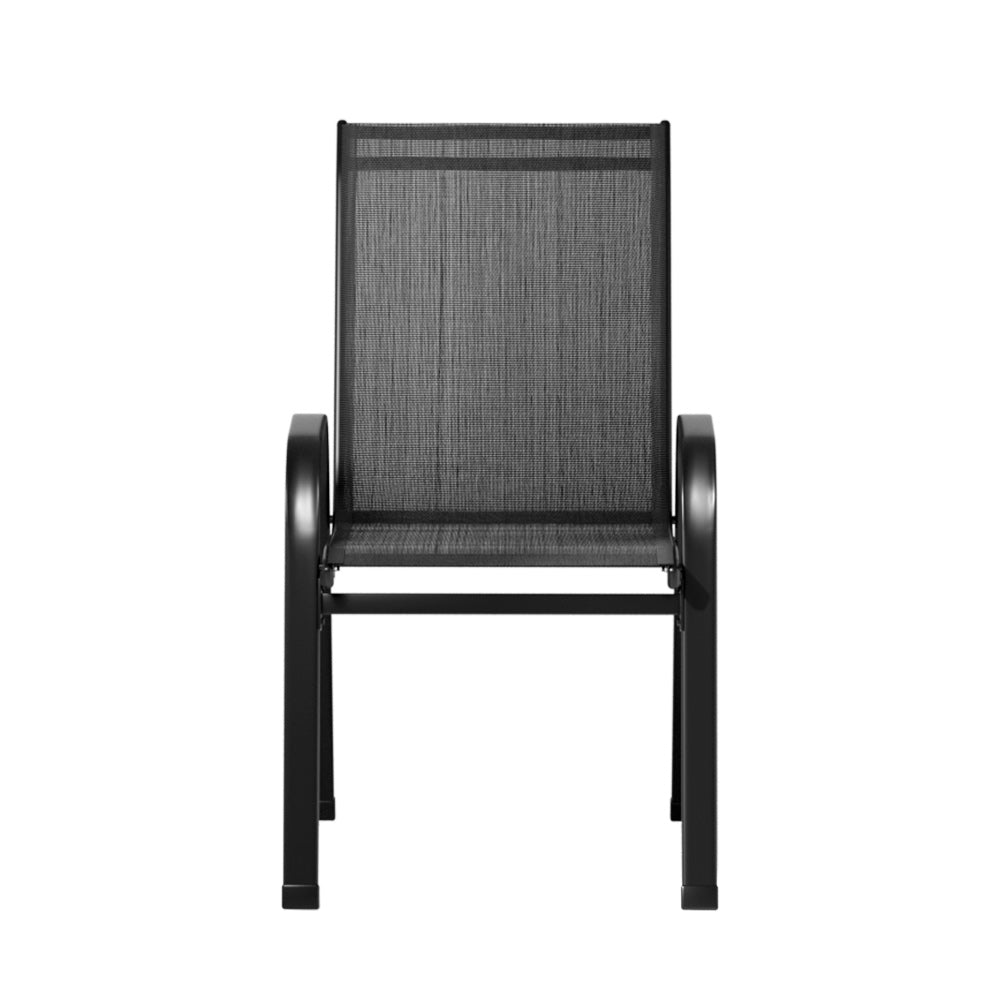 Gardeon 6PC Outdoor Stackable Lounge Chairs Black