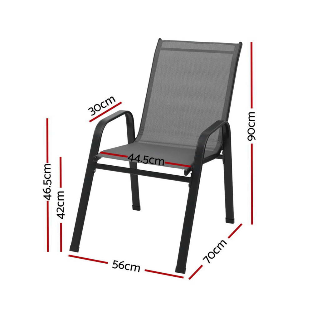 Gardeon Outdoor Stackable Dining Chairs 2PC Grey