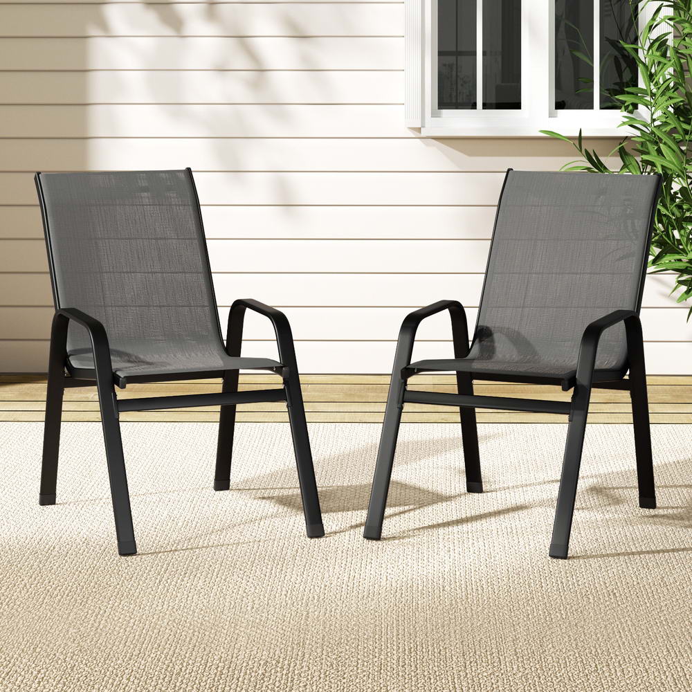 Gardeon Outdoor Stackable Dining Chairs 2PC Grey