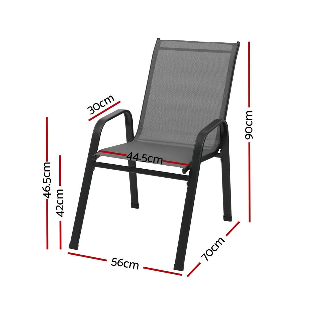 Gardeon 6PC Stackable Outdoor Dining Chairs Grey