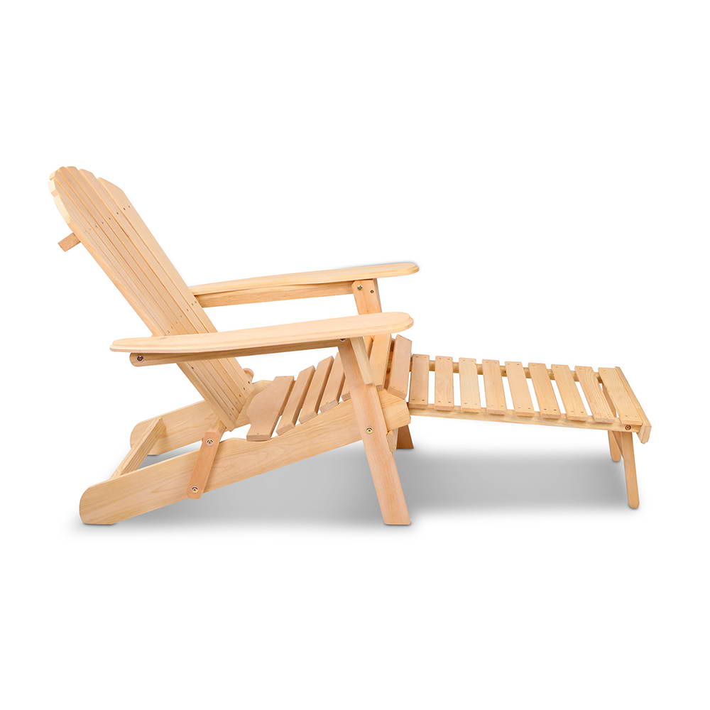 Gardeon Adirondack Wooden Sun Lounge Chair Natural