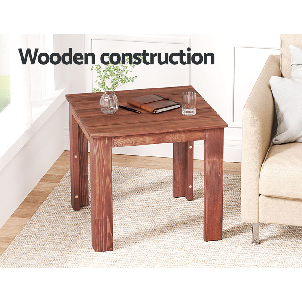Gardeon Wooden Outdoor Side Table Coffee Desk Brown