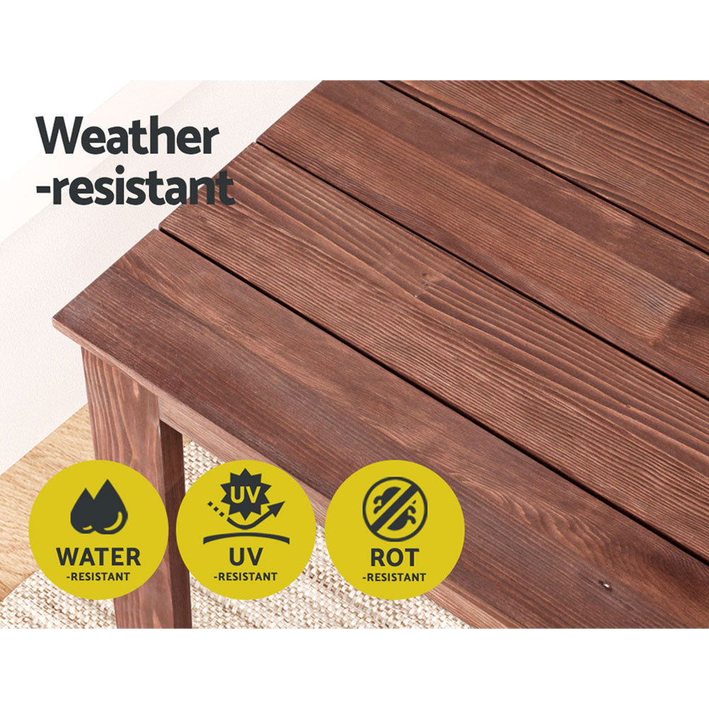 Gardeon Wooden Outdoor Side Table Coffee Desk Brown