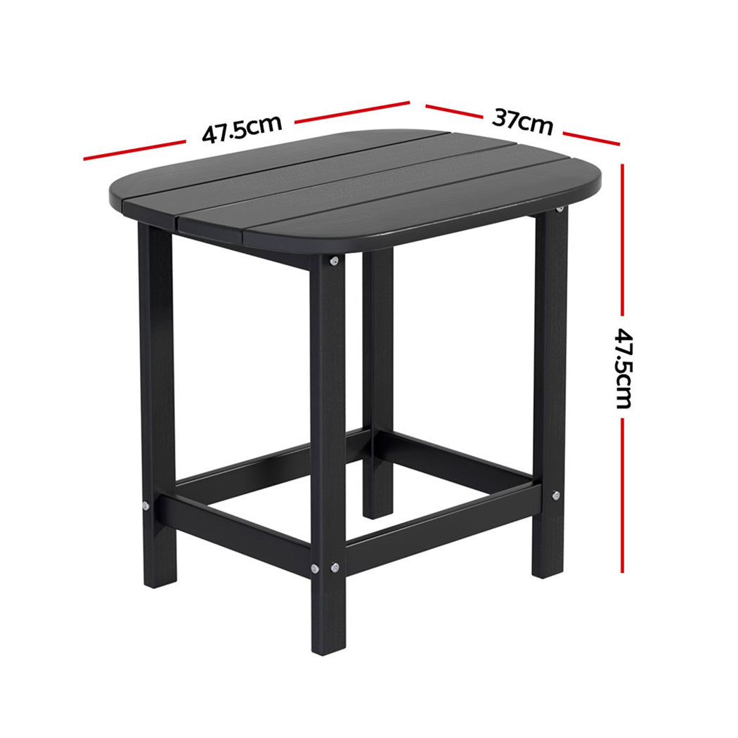 Gardeon Outdoor Side Table HDPE Black Patio Camping Garden