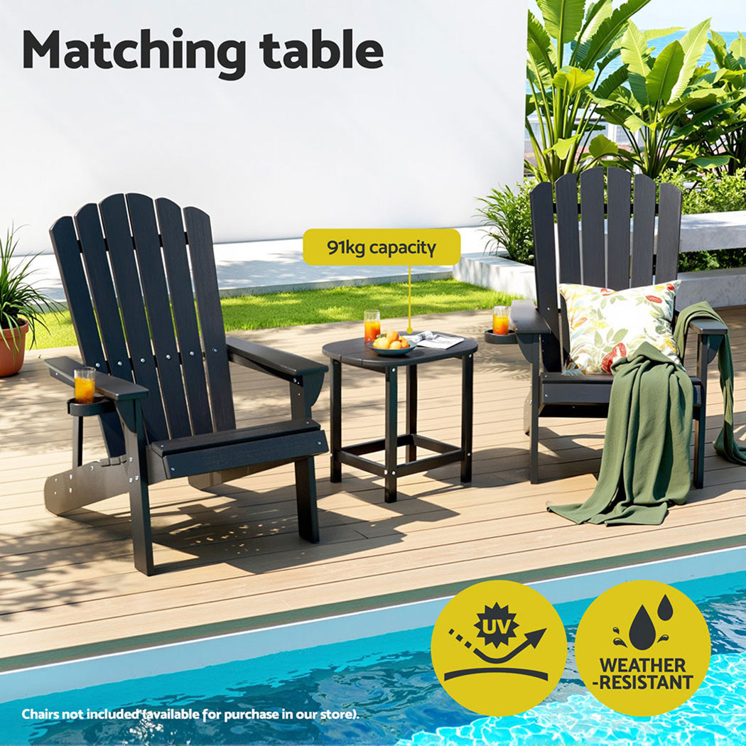Gardeon Outdoor Side Table HDPE Black Patio Camping Garden
