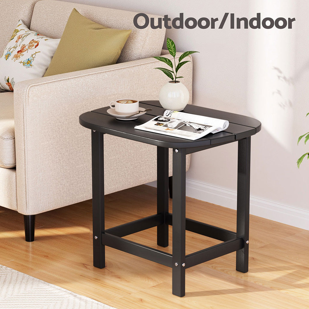 Gardeon Outdoor Side Table HDPE Black Patio Camping Garden
