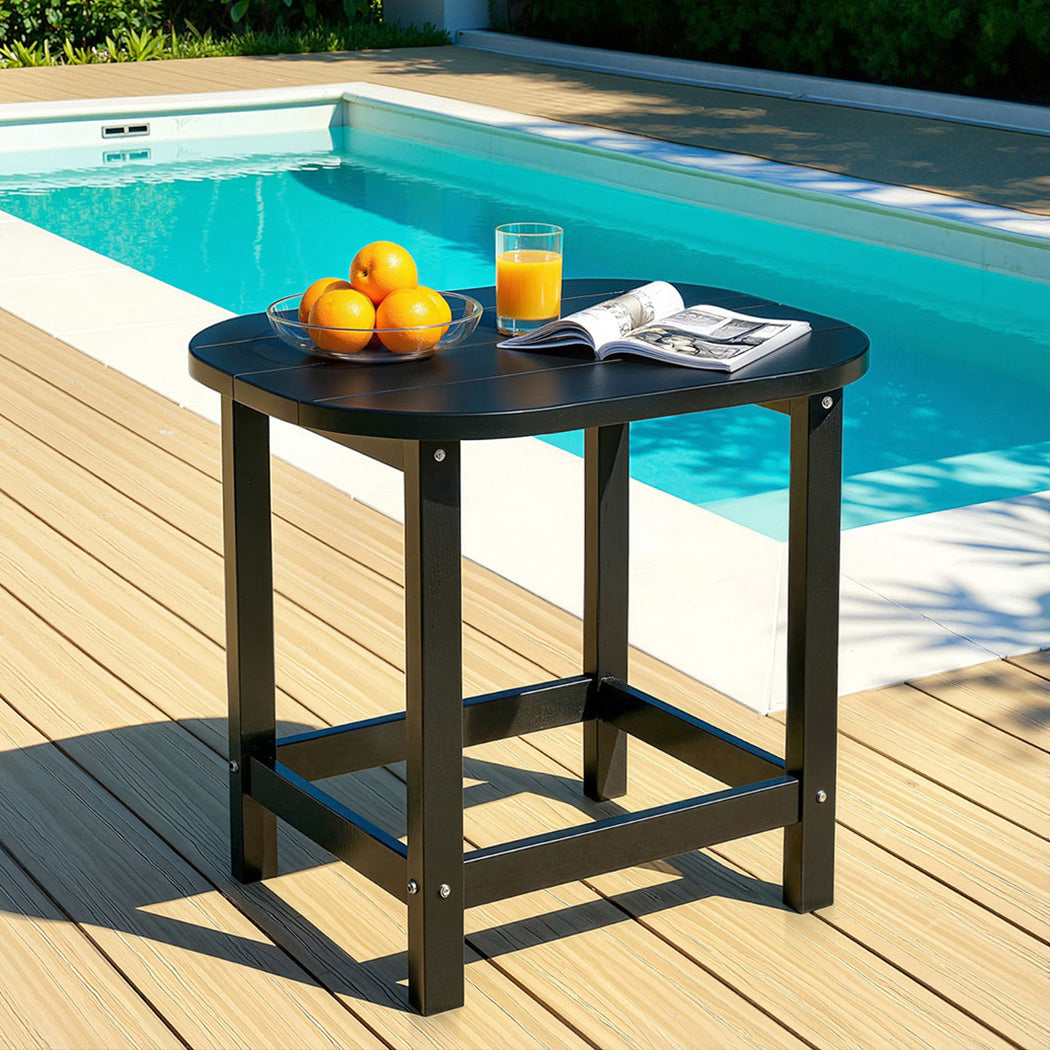 Gardeon Outdoor Side Table HDPE Black Patio Camping Garden