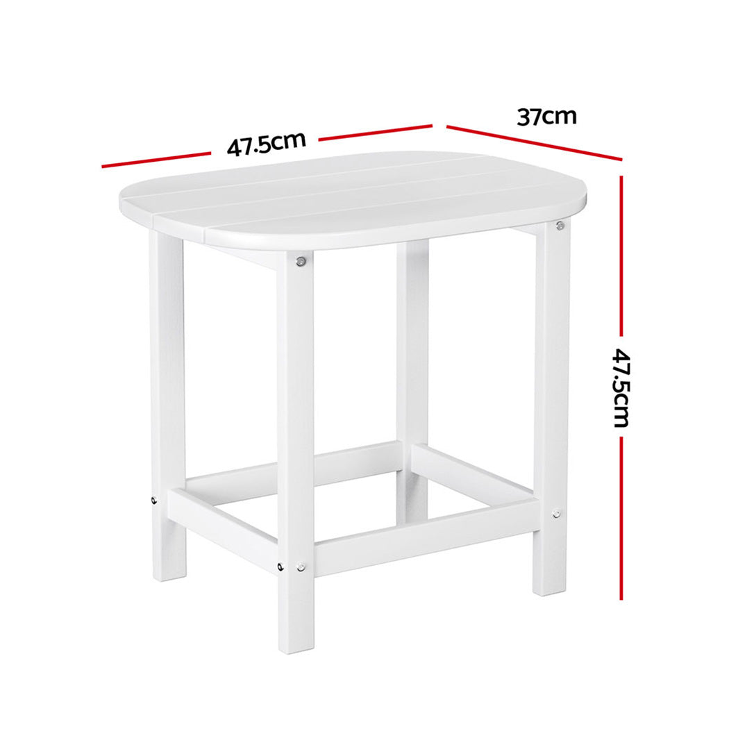 Gardeon Patio Side Table HDPE White Weatherproof