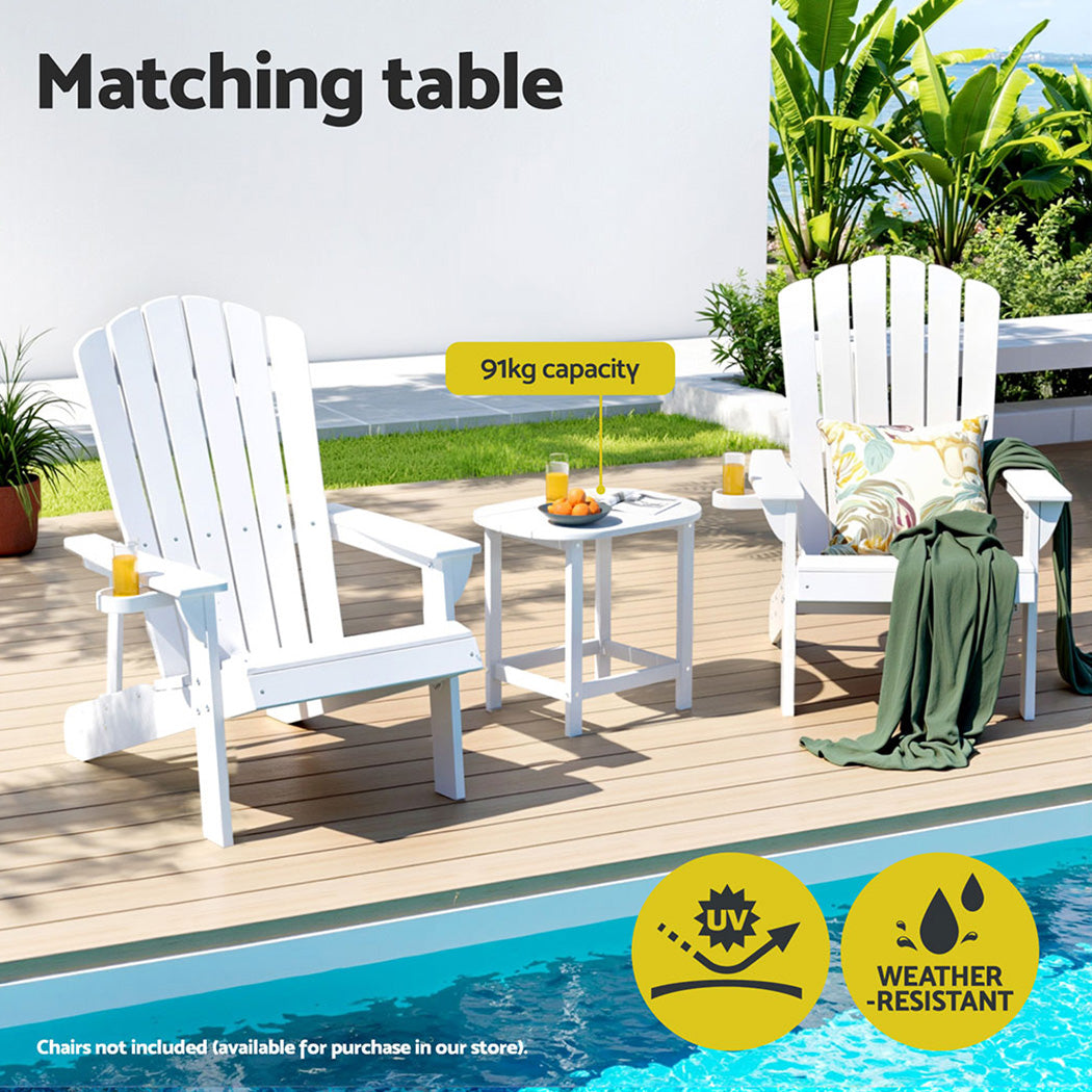 Gardeon Patio Side Table HDPE White Weatherproof