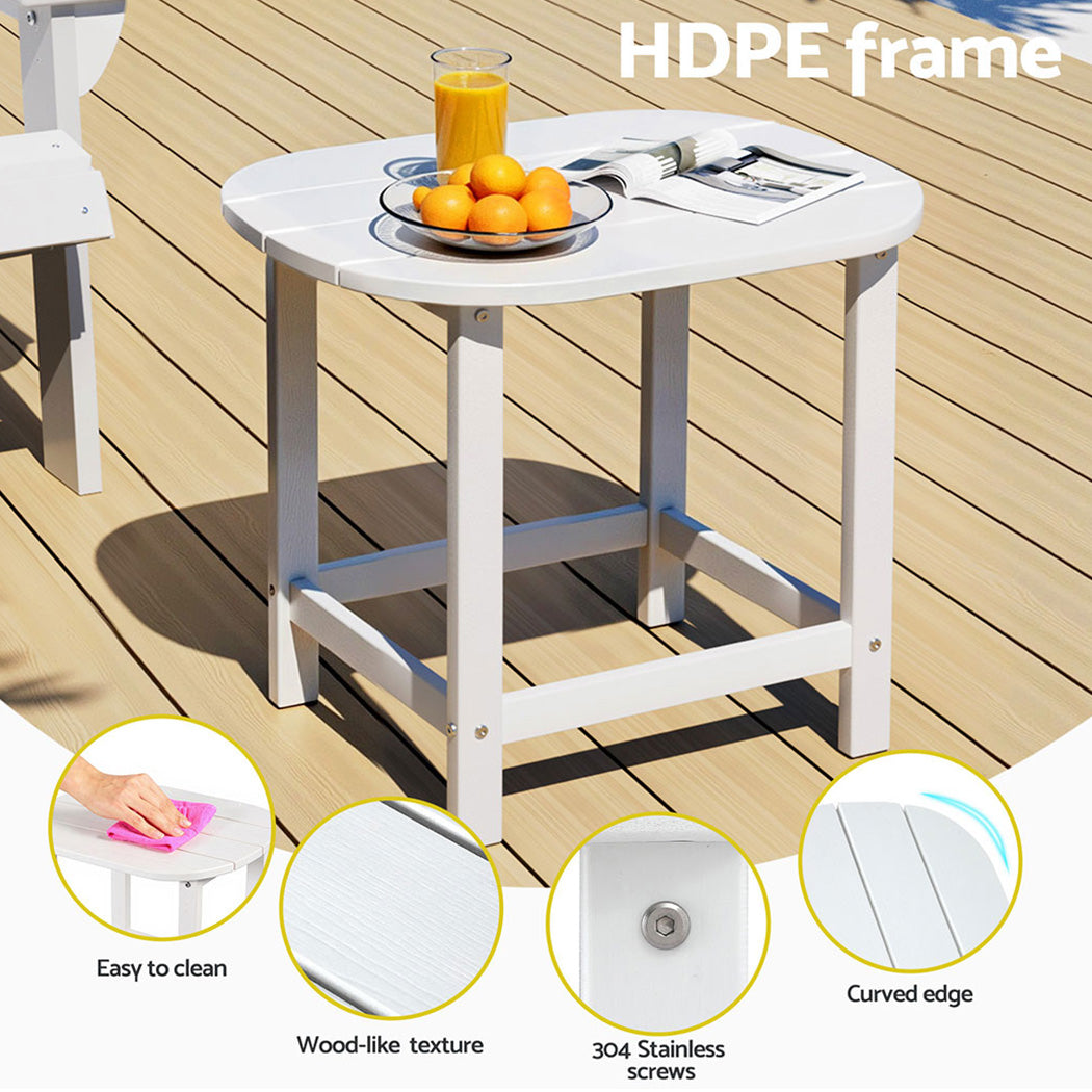 Gardeon Patio Side Table HDPE White Weatherproof