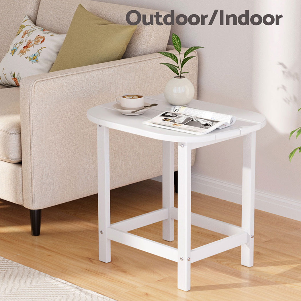 Gardeon Patio Side Table HDPE White Weatherproof