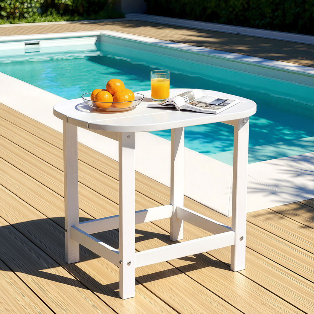 Gardeon Patio Side Table HDPE White Weatherproof