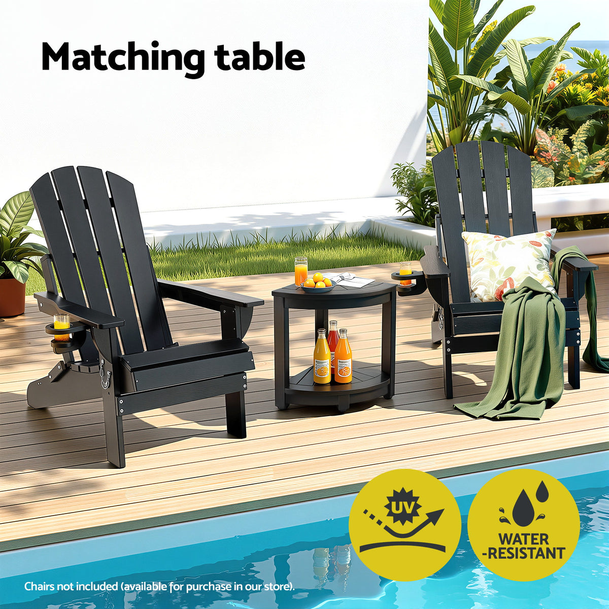 Gardeon Outdoor Coffee Side Table 2-in-1 HDPE Black