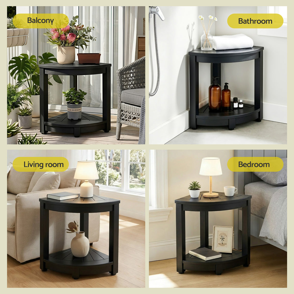 Gardeon Outdoor Coffee Side Table 2-in-1 HDPE Black
